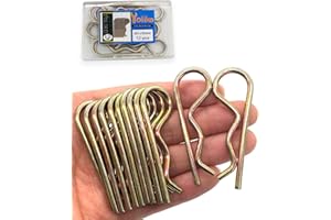 Yoliko 12 Pcs Heavy Duty Hitch Pins Clip R Clips Spring Retaining Wire Hair Pins Cotter Pin Strong Spring Tension Large Carter Pin R clip large for trailer Tractor Mower Carts Truck Color-Zinc M3x60mm