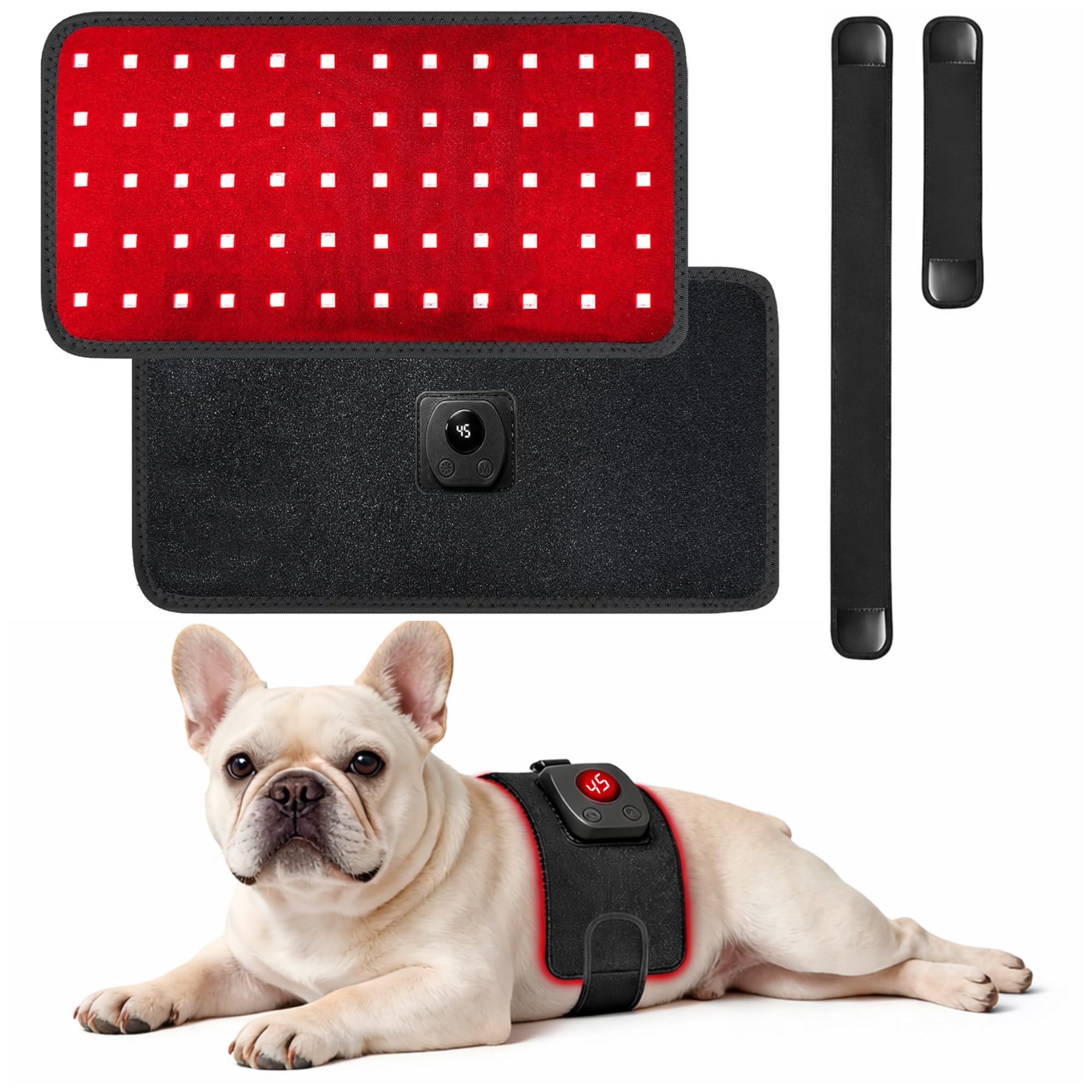 Photo 1 of Tidytech Pets Upgraded Red Light Therapy Belt, LED Infrared Therapy with 4 Modes & 4 Adjustable Timer, 60 LEDs, 660nm & 850nm Red Light, LED Screen Pet Muscle Recovery Light for Joint Relief