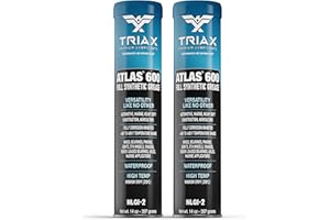 TRIAX Atlas 600 Grease - Full Synthetic, Ultra-Heavy Duty, Low Temp, Marine, Waterproof; All Bearings, Joints, Drive Train & 5th Wheel (2 Pack - 14 Oz Tubes)