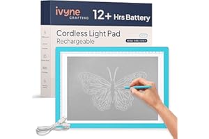 iVyne Rechargeable A4 Light Pad for Tracing & Weeding - LED Light Board for Weeding Vinyl - for Cricut Vinyl Weeding Tools - Ultra-Thin & Portable - Perfect for Artists & Crafters - Blue