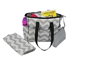5.    Diaper Bag Tote Chevron With Changing Mat by NimNik 