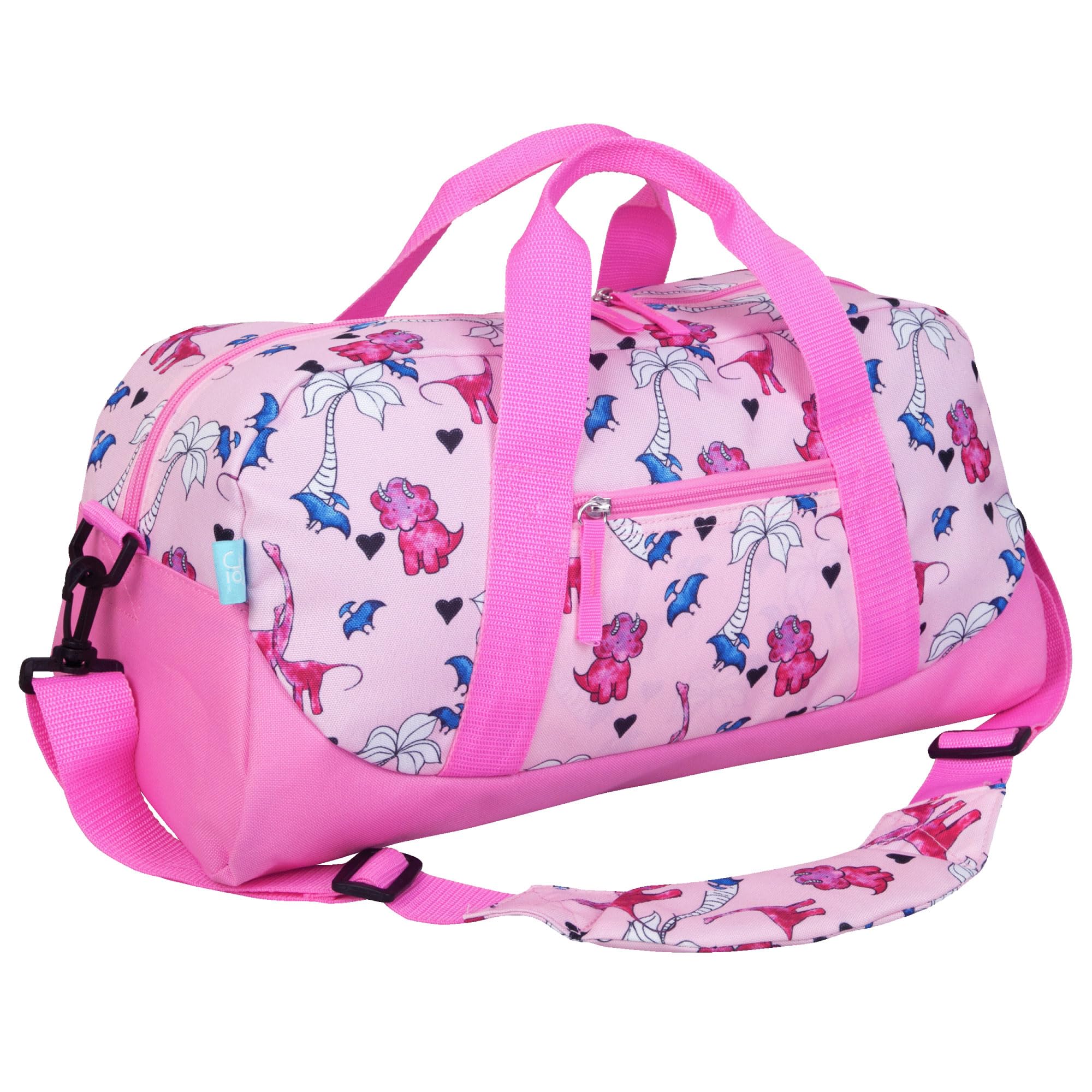 JumpOff Jo by Wildkin Overnighter Duffel Bag – Lightweight Travel Bag for Kids - Pink Dino Image JumpOff Jo by Wildkin Overnighter Duffel Bag – Lightweight Travel Bag for Kids - Pink Dino Image