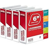 3 Ring Binder, 4 Pack of 6 Inch Capacity D Ring Binders, 8.5" x 11" Presentation Folder View Binder with Pockets, Durable Non