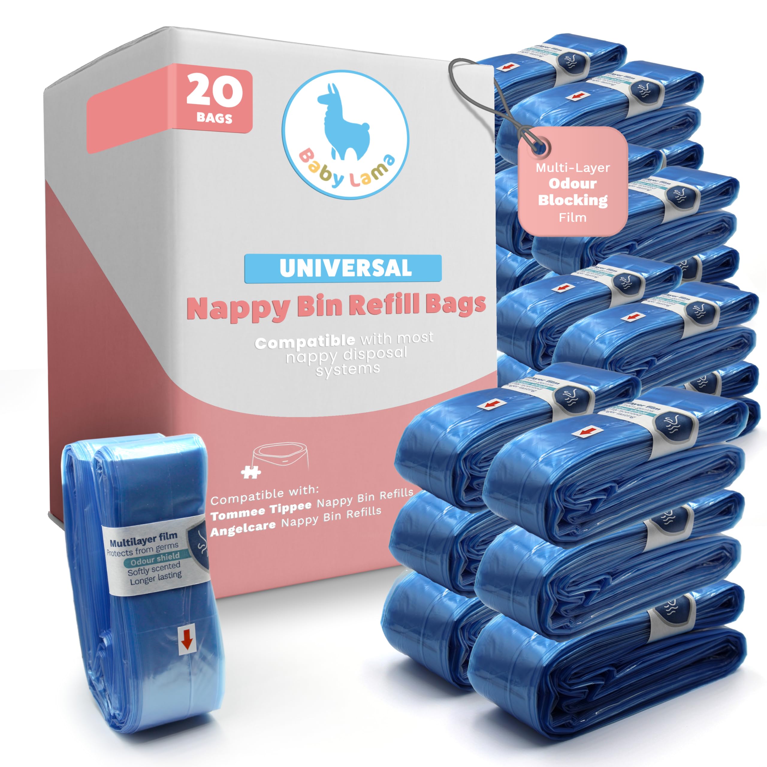 Nappy Bags Compatible with Tommee Tippee Nappy Bin Refills & Angelcare Nappy Bin Refills – Softly Scented Refill Bags