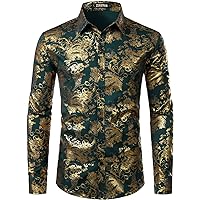 slim fit dress slacks Gold and Black Floral Dress Shirt main image 0