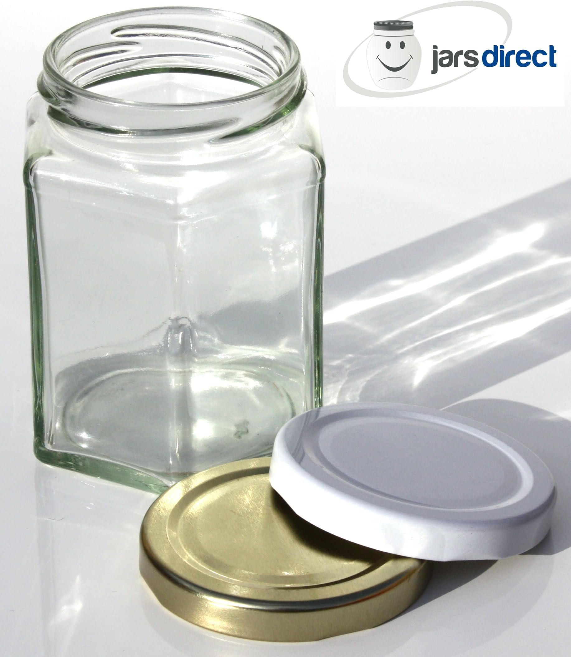 12oz Hexagonal Glass Jars with Gold Lids - Qty 30