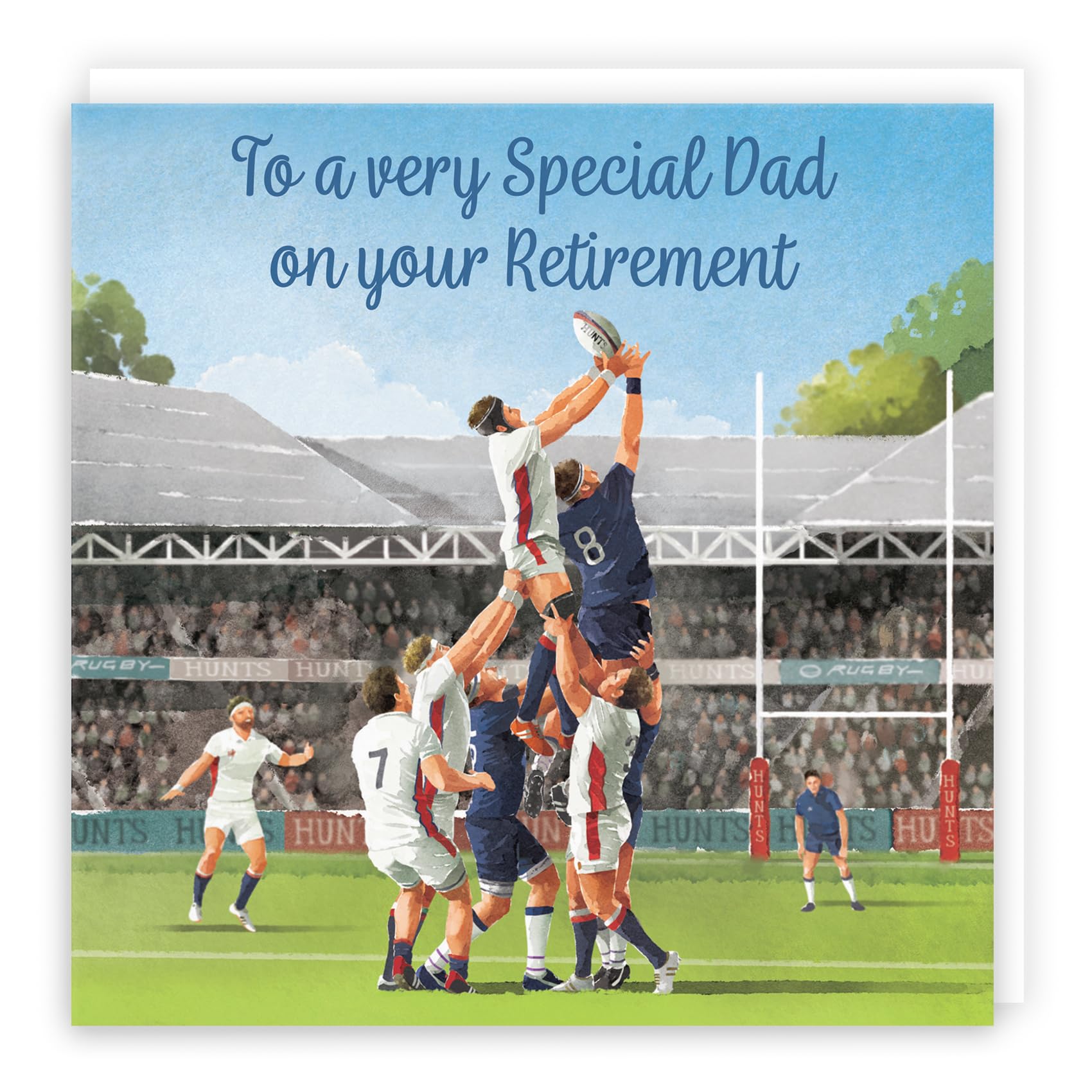 Hunts England - Rugby Fun Retirement Card For Dad - Milo's Gallery - Sport Dad Retirement Card - Retiring Card For Rugby Fan Dad