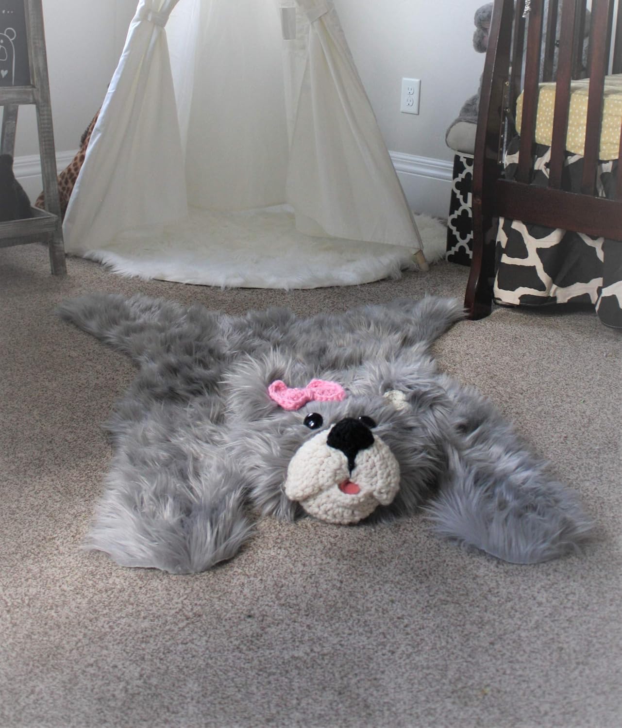 teddy bear rug grey