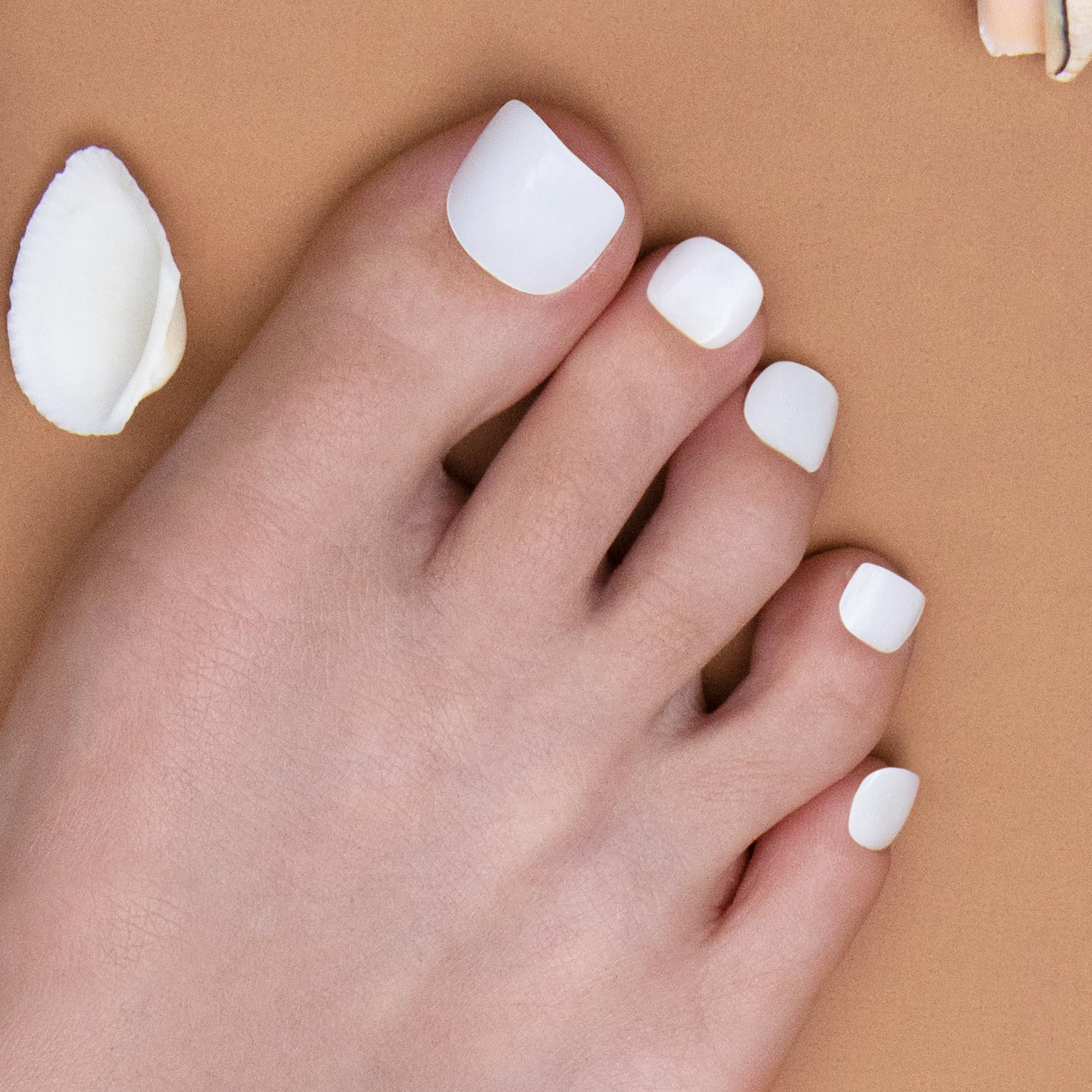 DANNI & TONI 37Pcs Toenail Semi Cured Gel Nail Strips(White Topaz),Pedicure Solid Colour Salon-Quality Nail Polish Strips Manicure Stickers Set