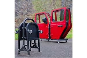 EZTRUNK EZ4x4 Aluminum Black 4 Door Folding Rolling Door Cart, Storage Door Rack Holder Stand fits Jeep® Wrangler JL JLU JK JKU TJ YJ and Gladiator JT Patented