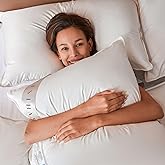 baisihan Premium Goose Down Pillows Standard Size - 700+ Fill Power, Down Pillow for Stomach Sleeper, 100% Cotton 500 TC Cover Down Pillow Standard Size Plush Pillow 1 Pack 20"x26"