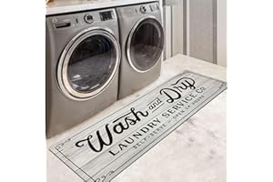 EARTHALL Laundry Room Rug, Farmhouse Laundry Rugs for Laundry Room, Kitchen Runner Rugs Non Skid Washable, Laundry Organization Laundry Mat, Laundry Accessories Decor, Light Grey,20"x60"