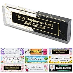 Office Desks Name Plate Personalized Custom Clear