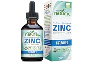 WHY NOT NATURAL Organic Liquid Zinc Drops Supplement with Chelated Picolinate and Bisglycinate, Vegan