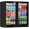 ECEVT Back Bar Cooler Under Counter Refrigerator Double Door 7.4 Cu.ft for Beer,Soda Drinks,Wine with LED Lighting for Commercial Display Beverage Fridge, ETL Approved 35.45" W 33.08" H