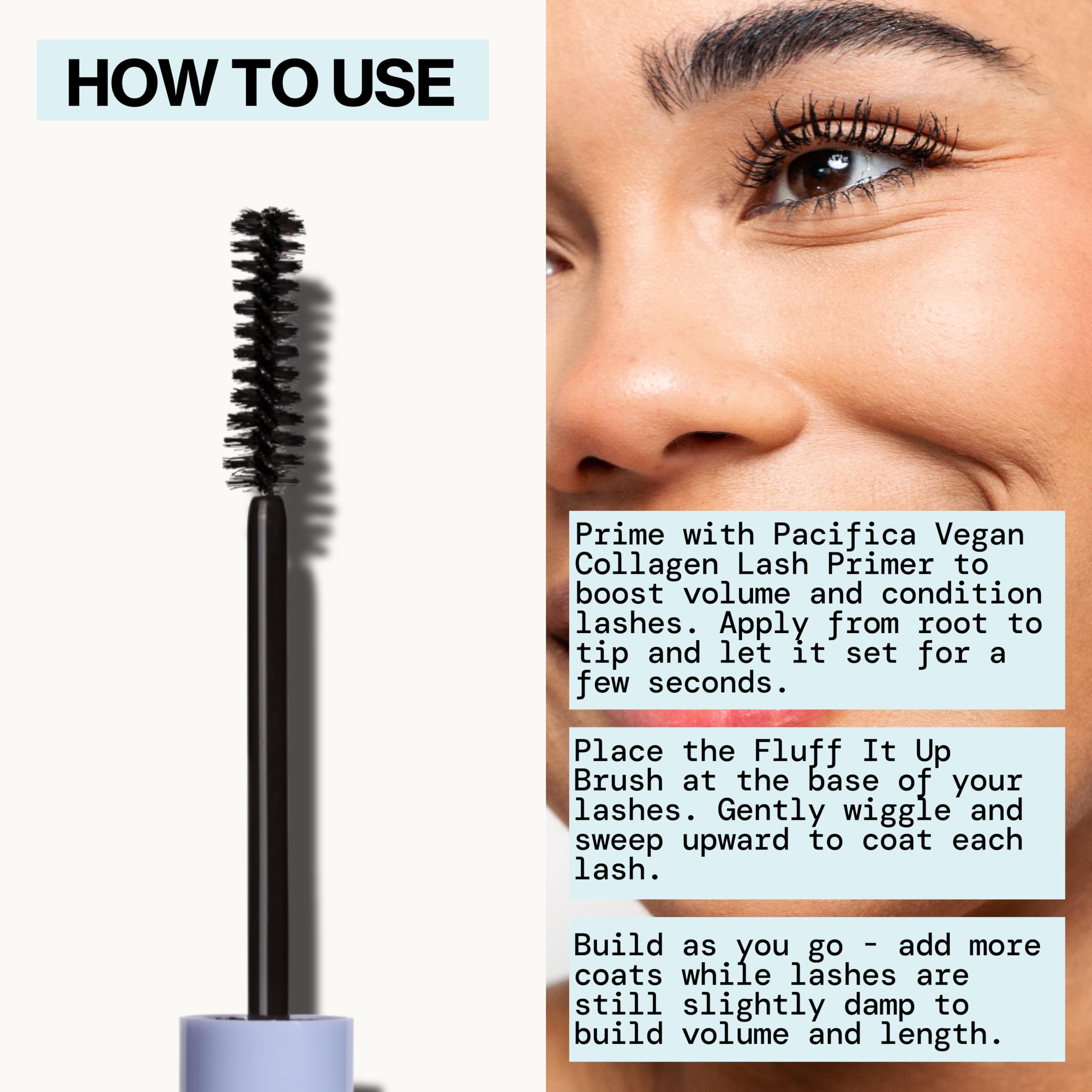 Pacifica Vegan Collagen Fluffy Lash Mascara – Black Thickening & Lengthening Mascara with Plant Fibers, Full Fluffy Lashes, Vegan & Cruelty-Free, 0.24 oz
