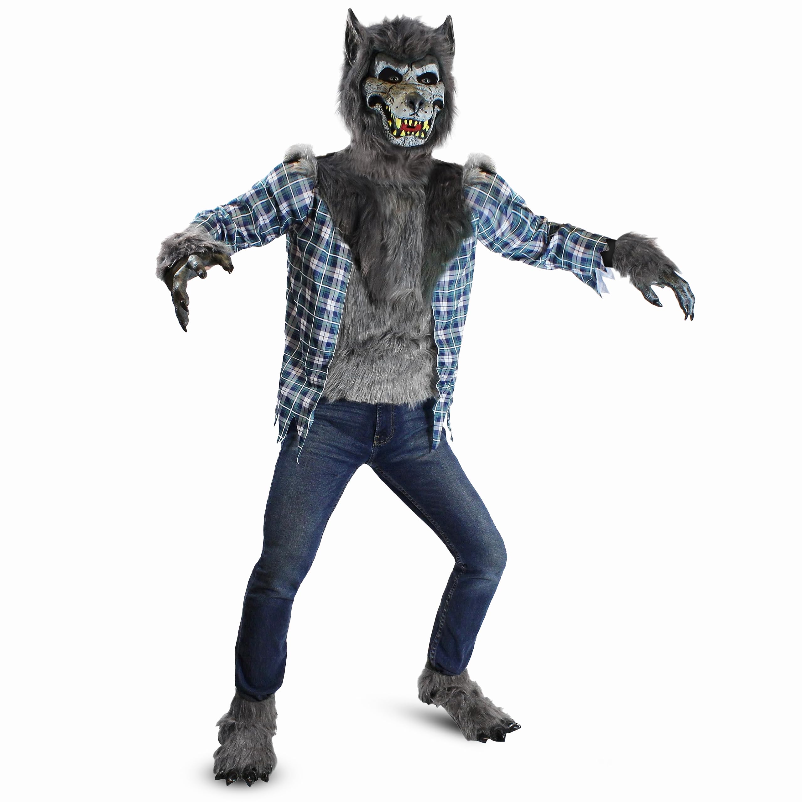 Photo 1 of Spooktacular Creations Boy Howling Werewolf Costume with Mask, Halloween Costume for Kids, Wolf Costume Kids-M(8-10yr)