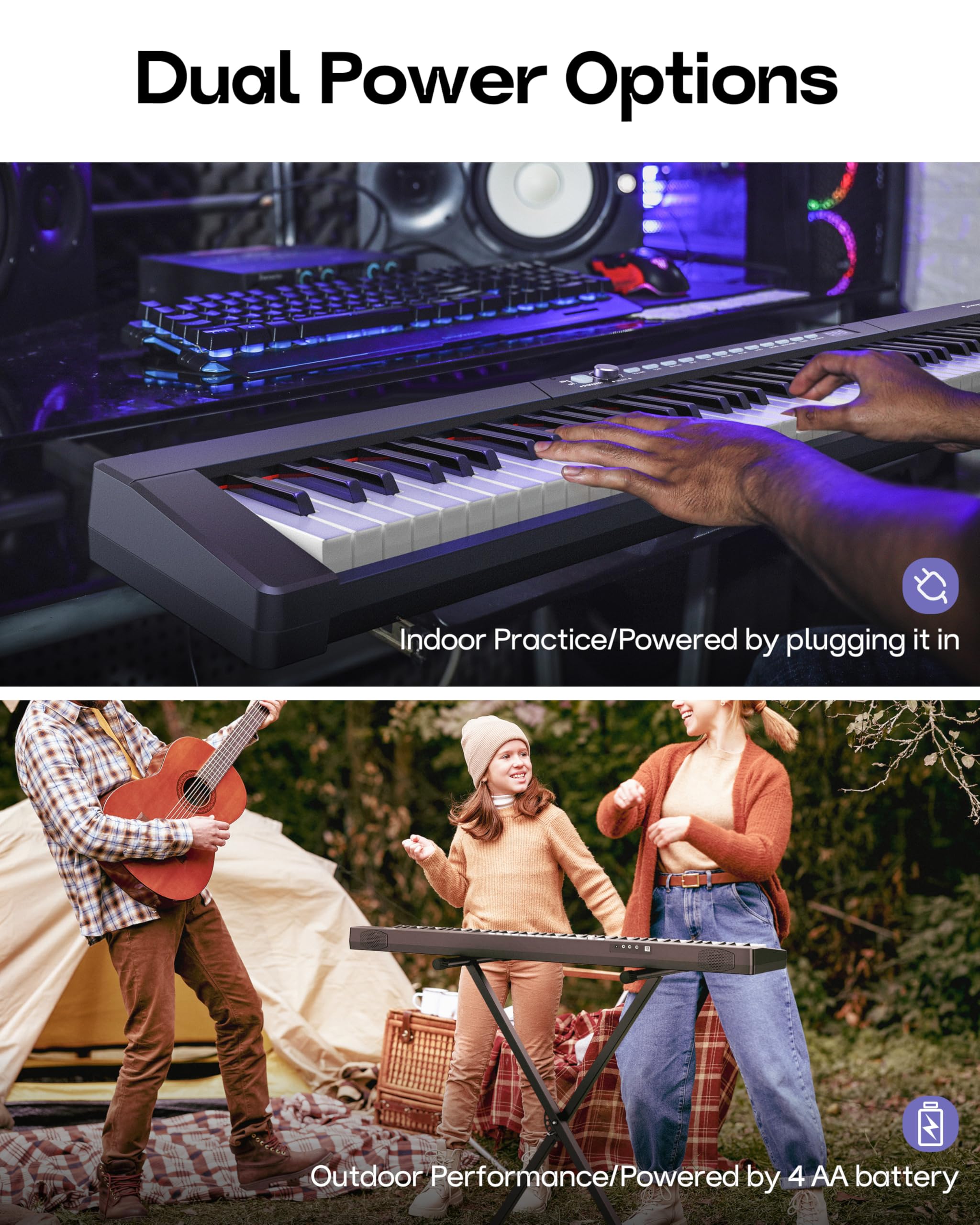 Starfavor 88 key keyboard piano, Compact Portable Digital Piano with Semi Weighted 88 Keys, Electric Piano Keyboard Set for Beginners with Stand, Large Headphones, Sustain Pedal, Carrying Piano Case