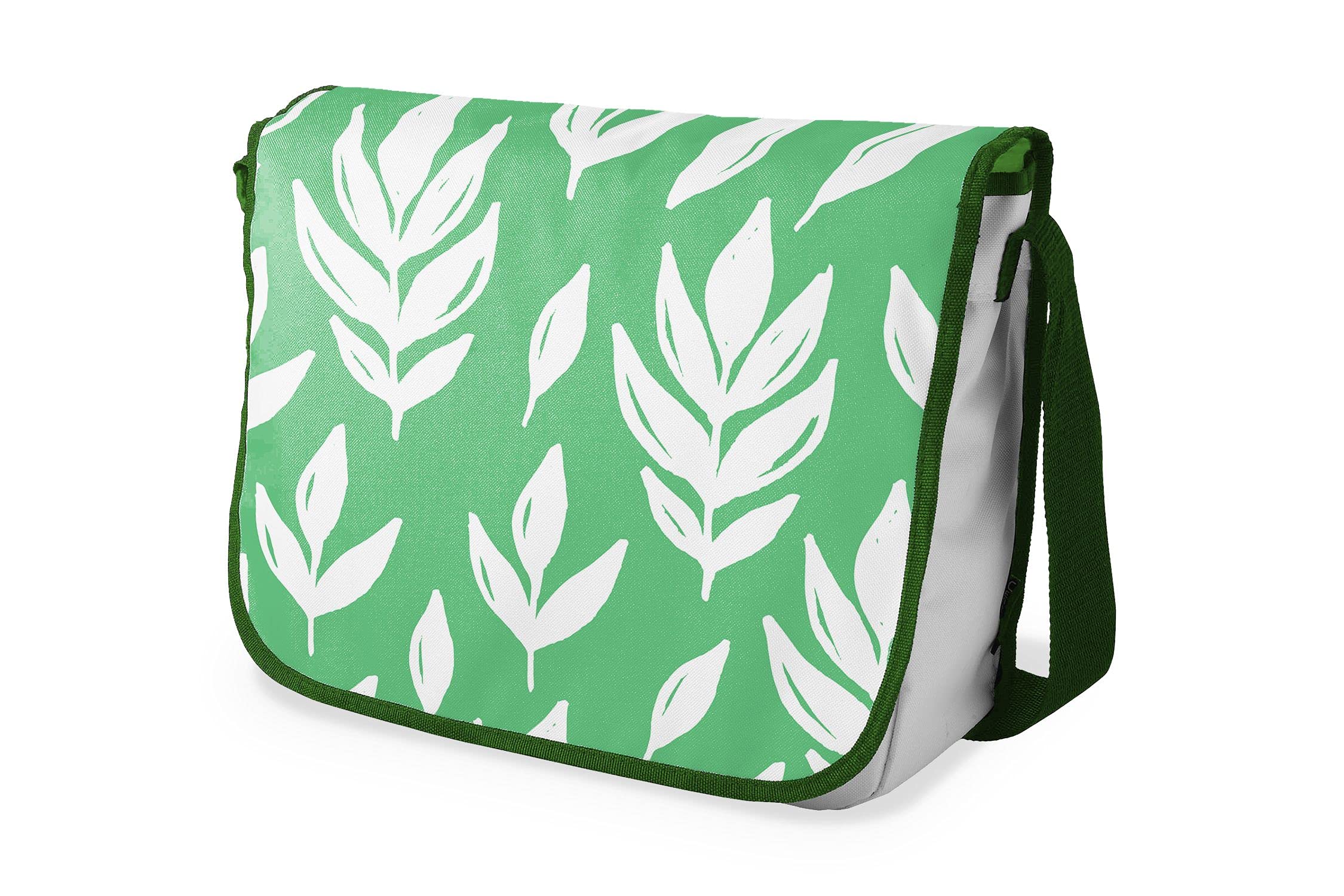 Bonamaison Digitally Printed Messenger School Bag with Khaki Strap for Students, Cross Body Bag, Courier Bag, Shoulder Bag for School, Back to School, Size: 29x36 Cm