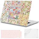 iLeadon Compatible with Floral 15 inch MacBook Air Case, 2025 2024 2023 Release A3241 A3114 A2941 M4 M3 M2, Protective Plastic Hard Shell Cases+Keyboard Cover for MacBook air M2 Case 15 inch (Pink)