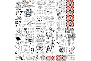 JEEFONNA 22 Sheets Halloween HQ Joker Temporary Tattoos, Perfect Halloween Face Tattoos Costumes, Halloween Party Accessories and Cosplay (Women's)
