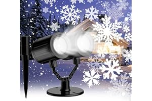 LURIOUS Snowflake Christmas Projector Lights Outdoor 2025 Upgraded Double Head Snowflake Lights Waterproof LED Snowfall Projector for Holiday for Christmas Decoration