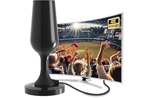 DTB TECH TV Antenna, Digital TV Antenna for Smart TV Indoor, Long Range & 360° Reception HDTV Antenna with Strong Magnetic Base for Easy Installation, Support All 4K 1080p HDTV