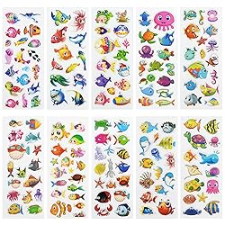 24 Sheets(400+) Fish 3D Puffy Stickers for Toddlers