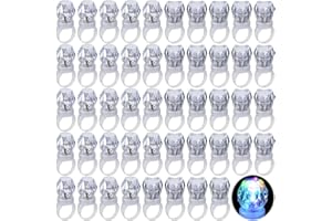Retisee 100 Pcs LED Light up Rings Party Favors Plastic Diamond Rings Bulk Heart Shaped Flashing Glow in The Dark for Birthday Weddings Bachelor Party