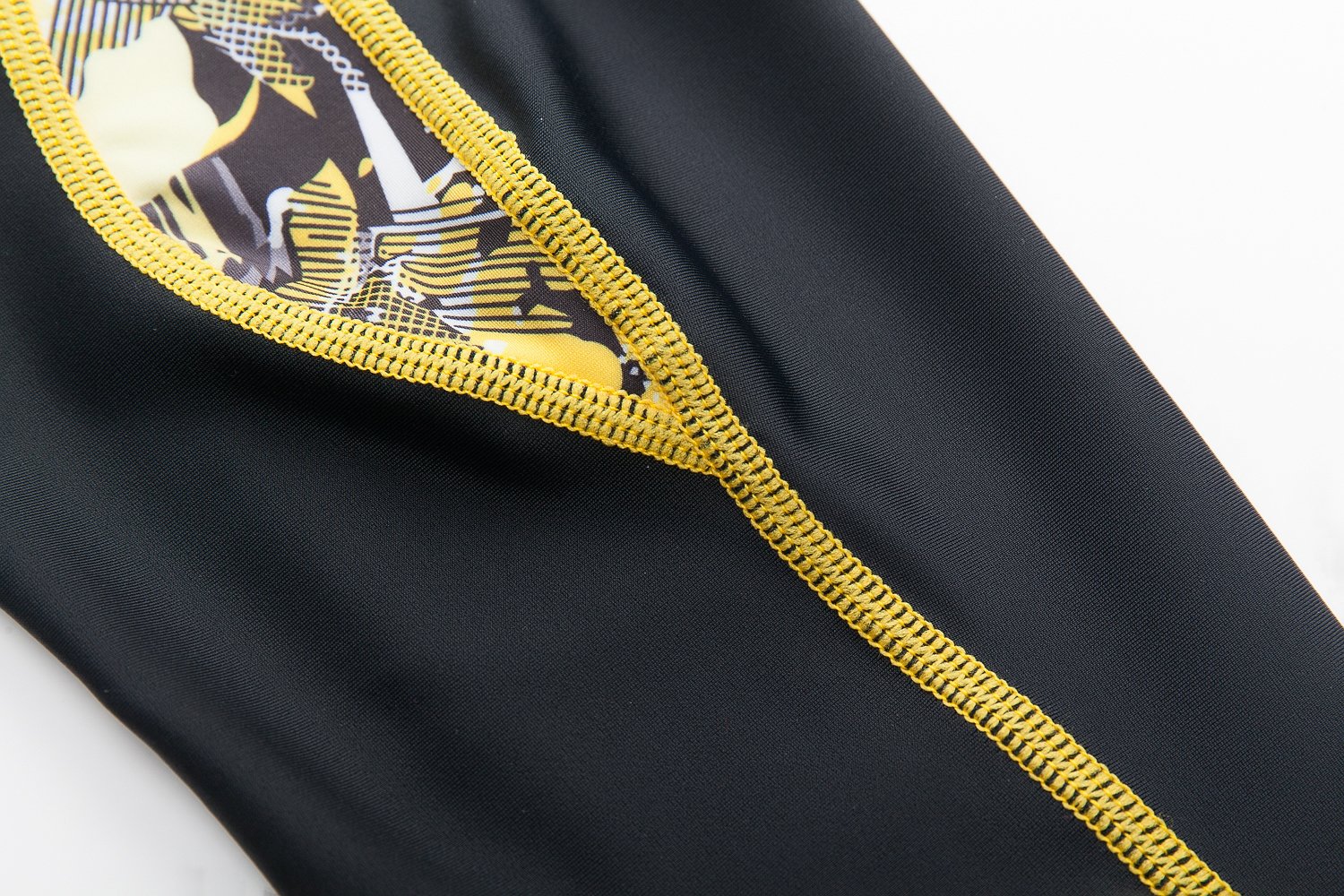 Firm abs Men Workout Compression Tights Running Leggings Black/Yellow L