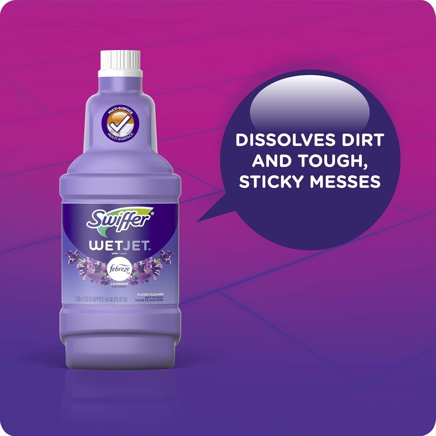Swiffer WetJet Multi-Purpose Floor Cleaner Solution with Febreze Refill, Lavender Scent, 2 Pack of 42.2 fl oz Each: Health & Personal Care