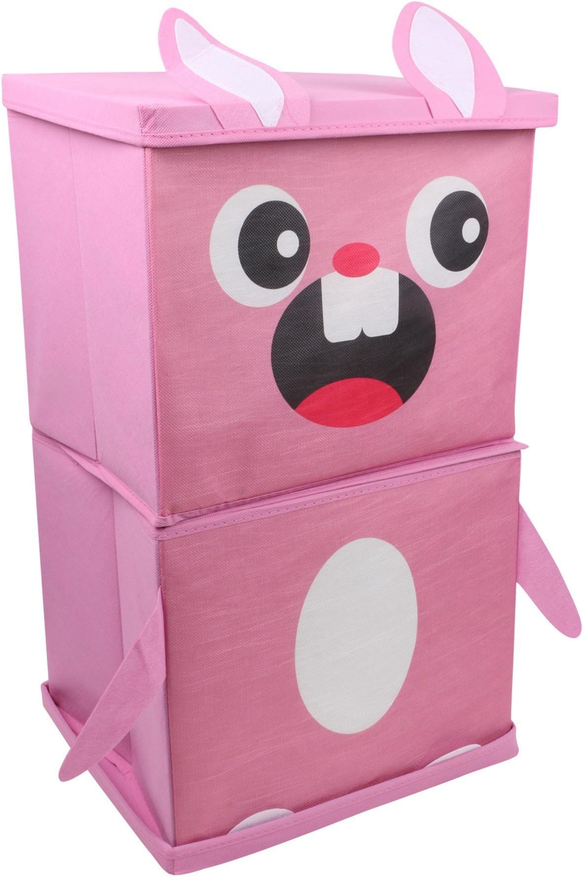 Miamour Rabbit Fabric Storage Organizer, 2 Tier, Pink