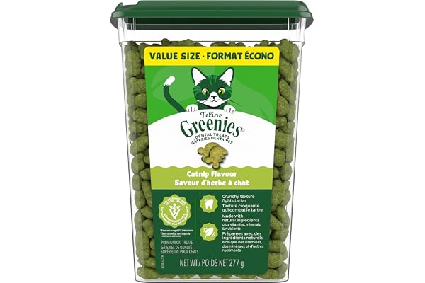 GREENIES Feline Cat Treats Natural Dental Care, Catnip Flavour, 9.75oz. Tub