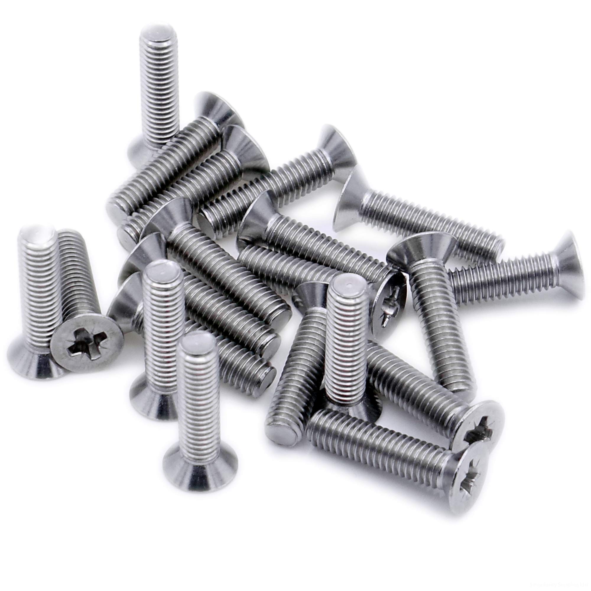 M5 (5mm x 45mm) Pozi Countersunk Machine Screw (Bolt) - Stainless Steel (A2) (Pack of 20) — image 1