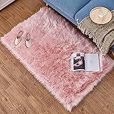 YDFYX Faux Fur Rug Soft Fluffy Rug (60 x 90 cm) Shaggy Rugs Faux Sheepskin Rugs Floor Carpet for Bedrooms Living Room Kids Rooms Decor (Pink, 60 x 90cm)