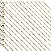 20 Pack, Bulk 18K Gold Plated Stainless Steel Chains for Jewelry Making 2mm, Hypoallergenic, Necklace Findings, Accessories (Gold Plated)