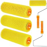 Therwen 5 Pcs 8'' Texture Paint Roller Set 3 Covers with 2 Plastic Frame | Yellow Foam Drywall Texture Paint Rollers for Drywall Compound, Texture Paint, Epoxy, Walls, Popcorn Ceilings Floor Finishes