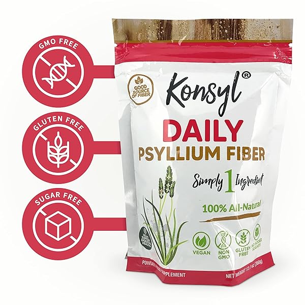 KONSYL DAILY PSYLLIUM FIBER 360G / 12.7OZ – NON-GMO, VEGAN, KETO-FRIENDLY, FIBER SUPPLEMENT POWDER – SUPPORTS DIGESTIVE HEALTH