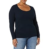 Amazon Essentials Women's Long-Sleeve Sweater Fine Gauge Stretch Scoop Neck, Available in Plus Sizes