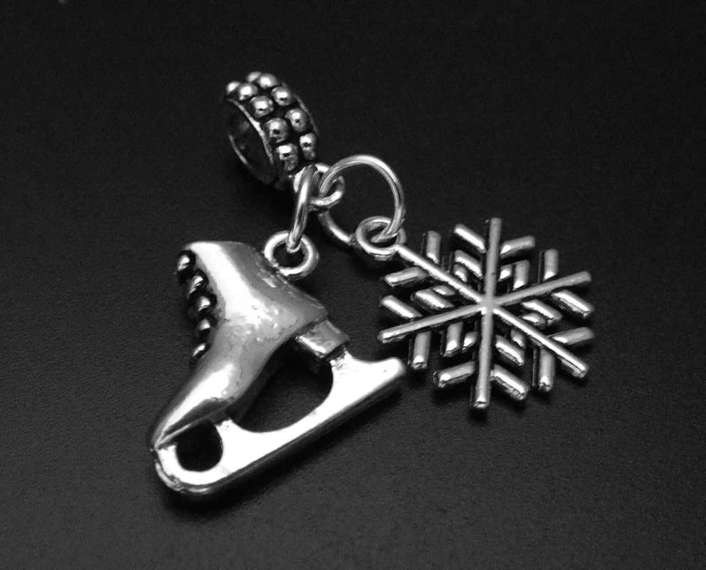 Ice Skating and Snowflake Charm for European and Brand Bracelets and Necklaces, Ice