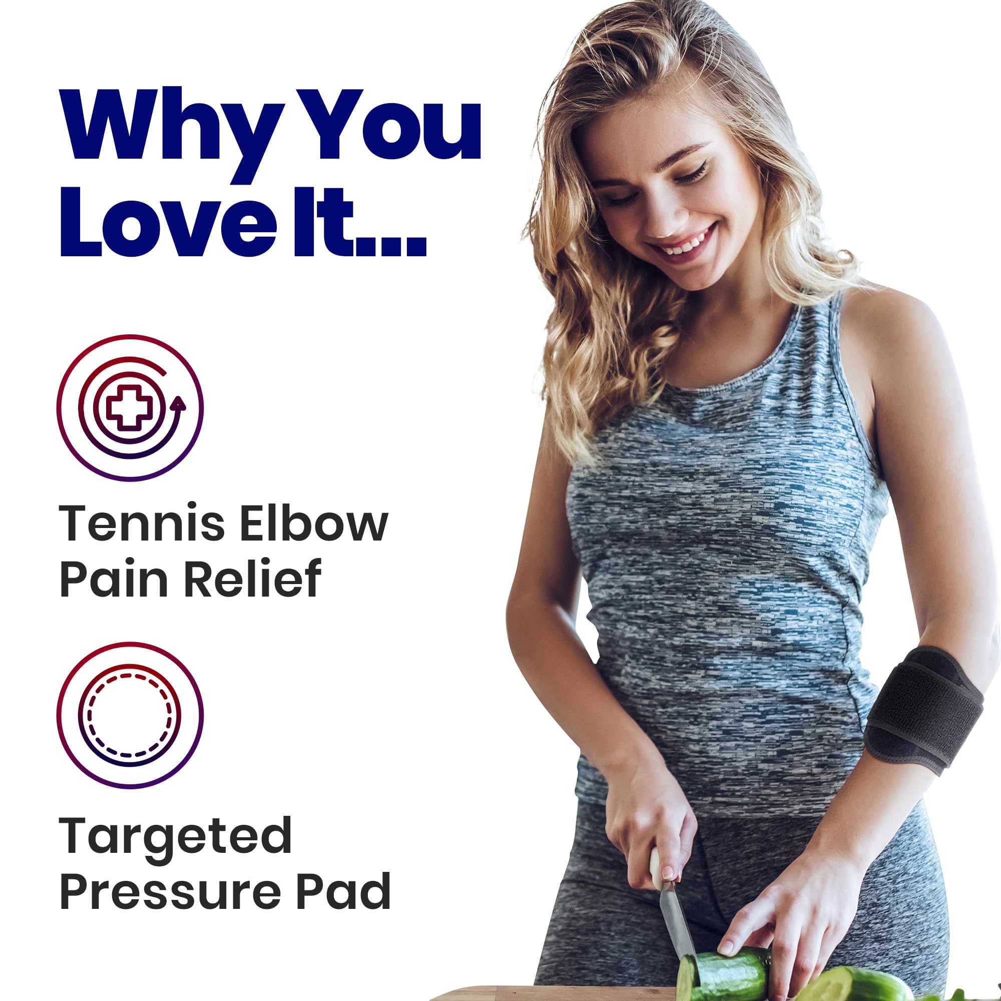 Tennis Elbow Brace For Men & Women | Golfers Elbow Tendonitis Arm Band | Forearm Pain Relief Compression Strap | Ulnar Nerve Support | Lateral Epicondylitis Sleeve Arm Brace & Wrap | Fits Most