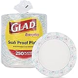 Glad Round Disposable Paper Plates for All Occasions | Soak Proof, Cut Proof, Microwaveable Heavy Duty Disposable Plates | 10