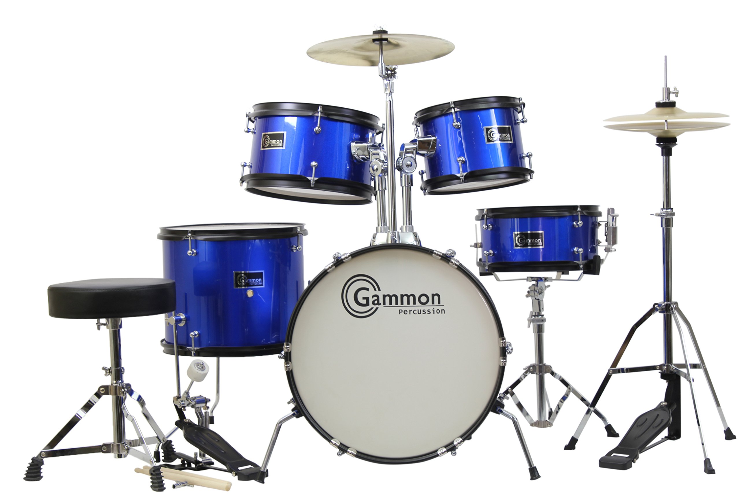 Galleon Gammon 5Piece Junior Starter Drum Kit With Cymbals, Hardware, Sticks, & Throne