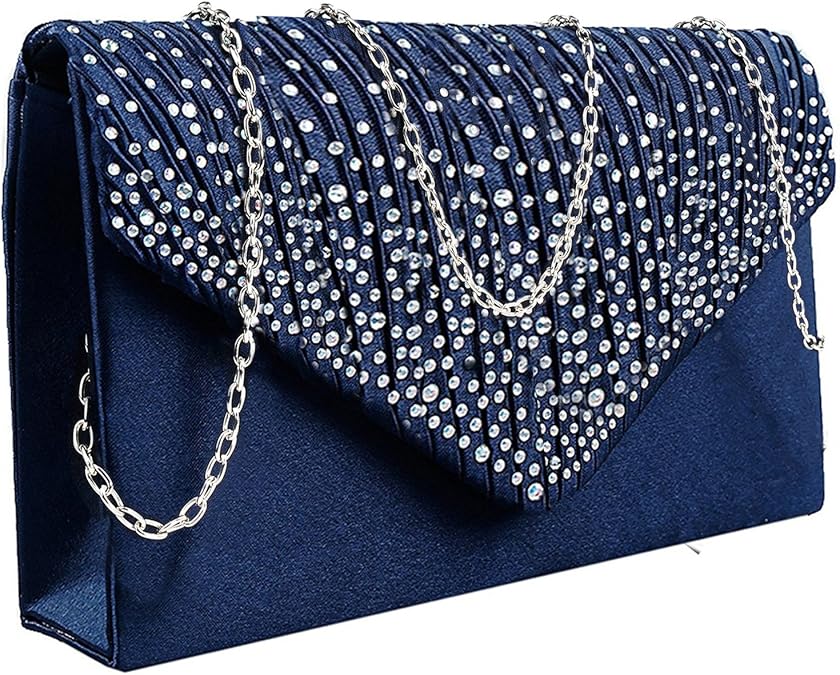 St. Jubileens Ladies Large Evening Satin Bridal Diamante Ladies Clutch