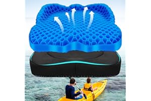 NEW-Vi Anti-Slip Kayak Seat Cushion - Double Thicken Gel Boat Cushion, Waterproof Kayak Gel Seat Cushion, Coccyx Sciatica Pain Relief, Kayak Accessories for Fishing, Kayak Fishing Accessories