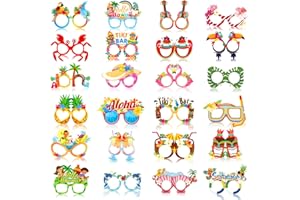 DPKOW 24 Hawaiian Party Glasses Hawaii Tropical Paper Glasses Tiki Luau Party Eyeglasses Eyewear for Adults Favor Supplies