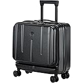16 Inch Carry On Luggage with 2 Compartments for 14” & 15” Laptop, 16.14*8*17.12” Rolling Briefcase, Lightweight Hardshell ABS+PC Suitcase with Spinner Silent Wheels, for Business Trip, Black