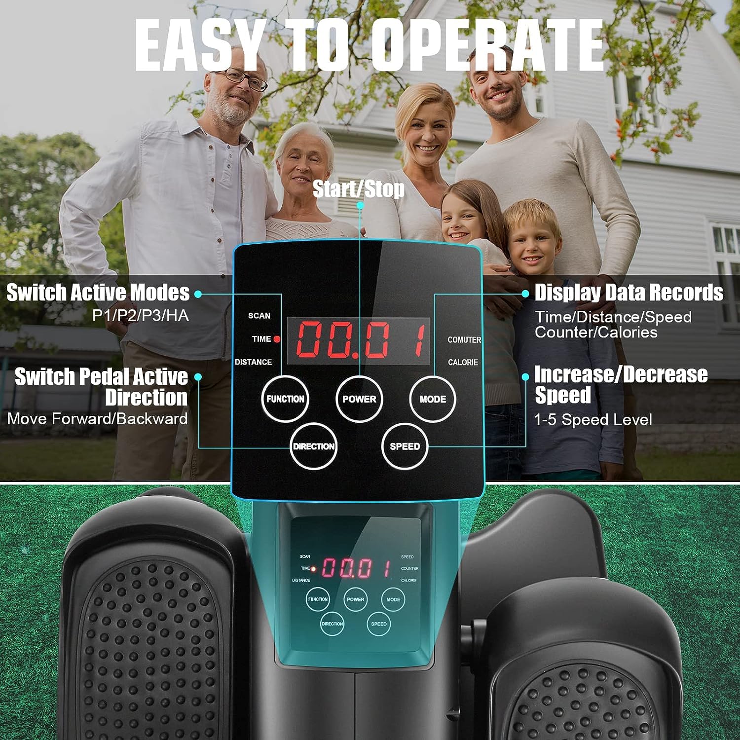 ANCHEER Under Desk Elliptical Machine - Quiet Pedal Exerciser for Seniors, Office & Home, Low-Impact Seated Leg Workout Equipment, Smart LCD Display, Remote Control