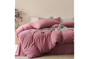 JELLYMONI Duvet Cover Queen Size - 100% Washed Cotton Comforter Cover with Linen-Like Texture, Breathable & Soft Bedding for Modern Home, Guest Room and Everyday Use,1 Duvet Cover & 2 Pillowcases