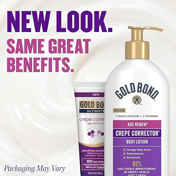 GOLD BOND AGE RENEW CREPE CORRECTOR BODY & FACE LOTION, REPLENISHING & SMOOTHING FORMULA, 14 OZ., PACKAGING MAY VARY
